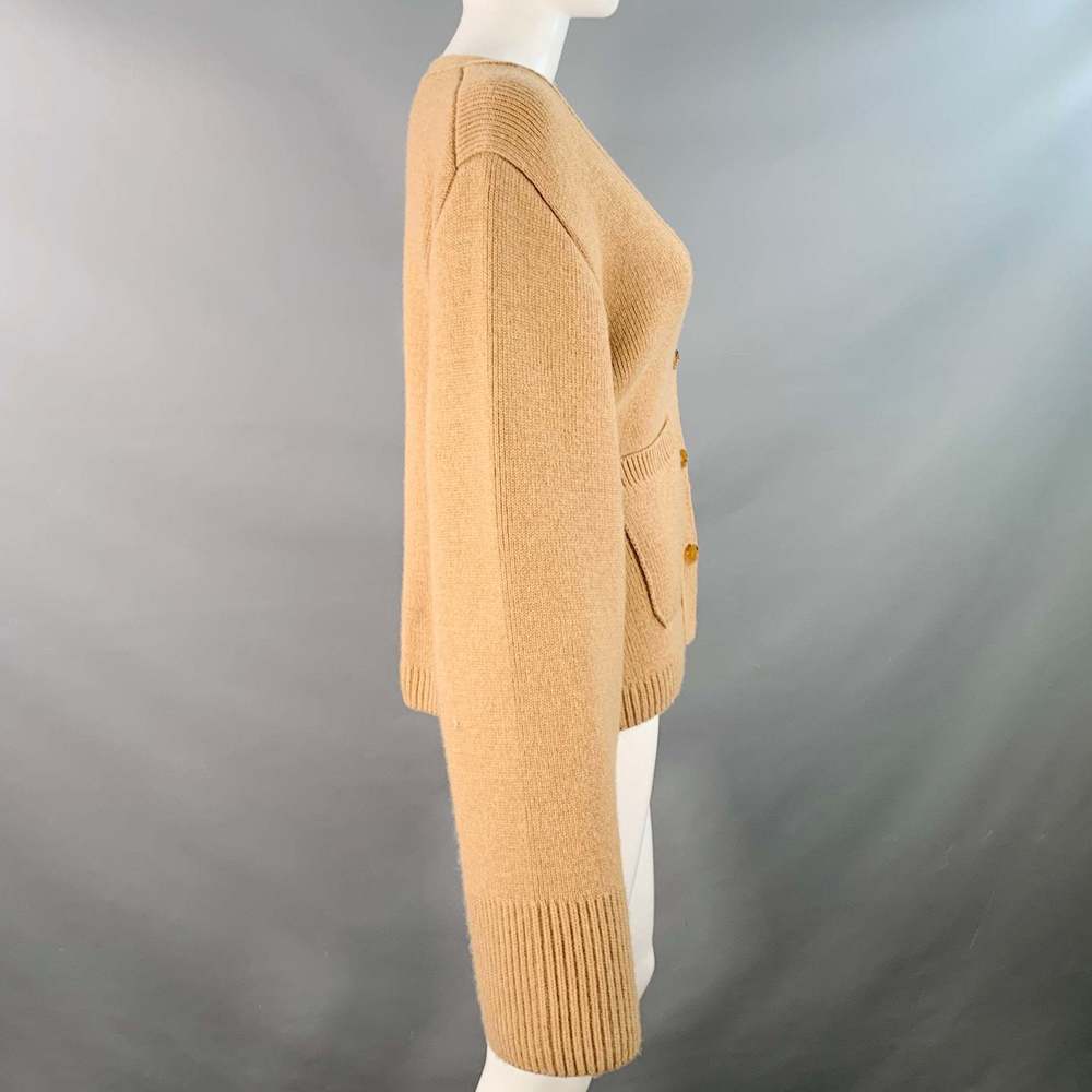 KHAITE Scarlet Beige Cashmere Two Pockets V-Neck Cardigan - Picture 3 of 6